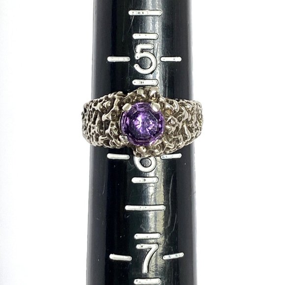 Don Dietz Handmade Amethyst 6mm Gemstone Cast Sterling Silver Ring Size 5.75 - Picture 15 of 16